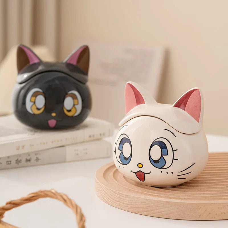 Toon Cat Coffee Mug with Cat Ear Lid